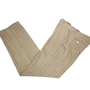 Christian Lacroix Beige Plaid Silk & Wool Blend Straight Leg‎ Pants Size 10 S30